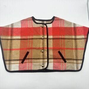 NWOT Janie and Jack Red/Tan Classic Equestrian Plaid Poncho Cape 6-12 Months